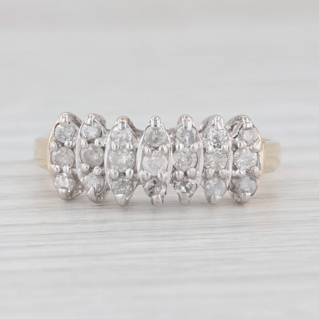 Light Gray 0.45ctw Diamond Tiered Pyramid Ring 10k Gold Size 7 Anniversary