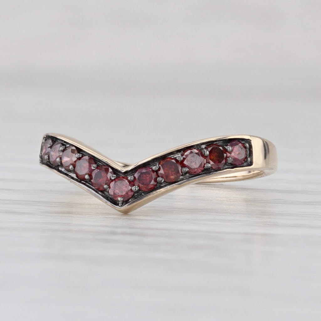 0.38ctw Purple Diamond Contoured Ring 10k Gold Size 6 Stackable Guard COA