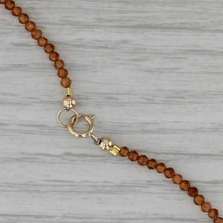 Cultured Pearl Garnet Bead Necklace 14k Gold 18" Single Beaded Strand