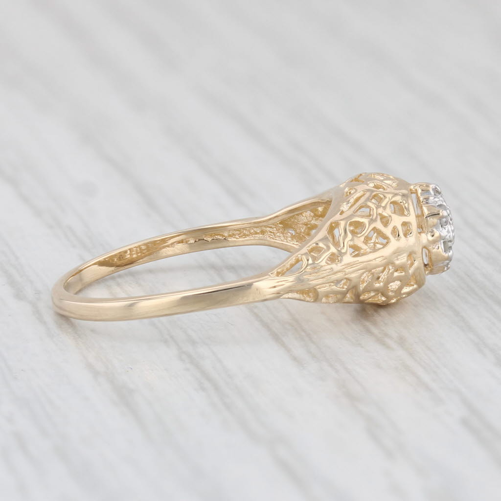 Light Gray Diamond Cluster Engagement Ring 10k Yellow Gold Size 6.5