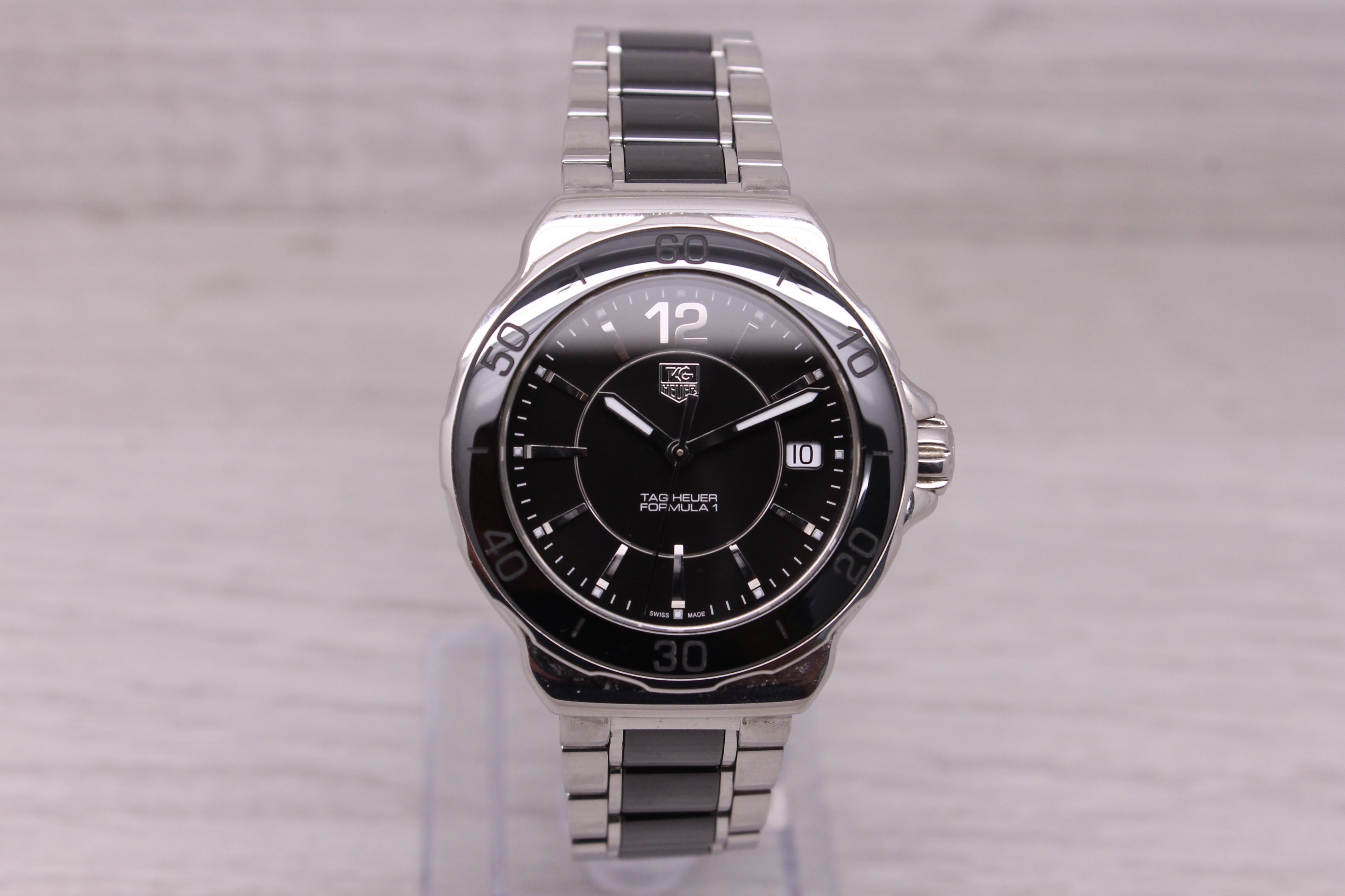 Dark Gray Tag Heuer Ladies Formula 1 WAH1210 35mm Steel & Ceramic Quartz Watch Box Tag