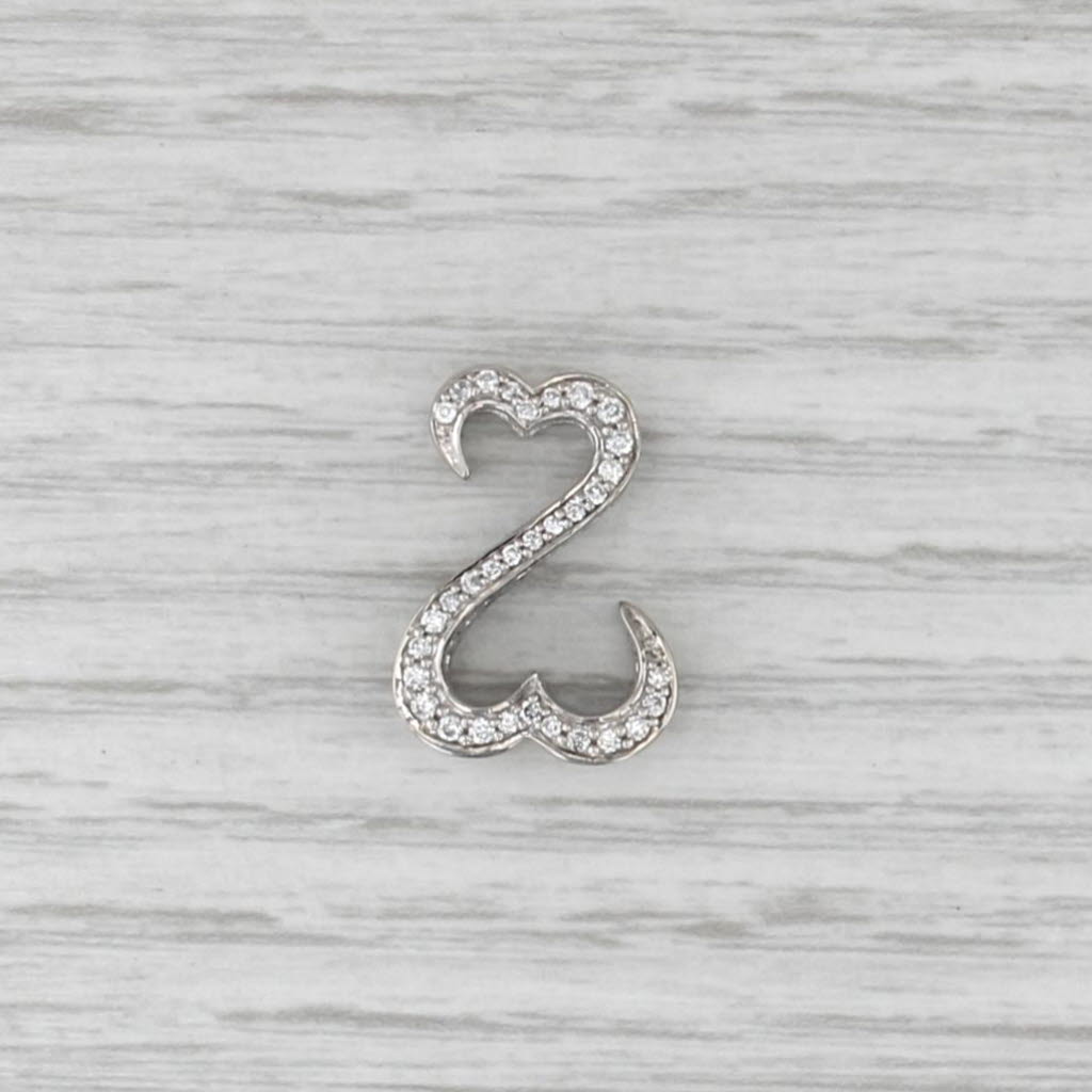 Jane Seymour 0.21ctw Diamond Open Hearts Pendant 14k White Gold Floating Drop