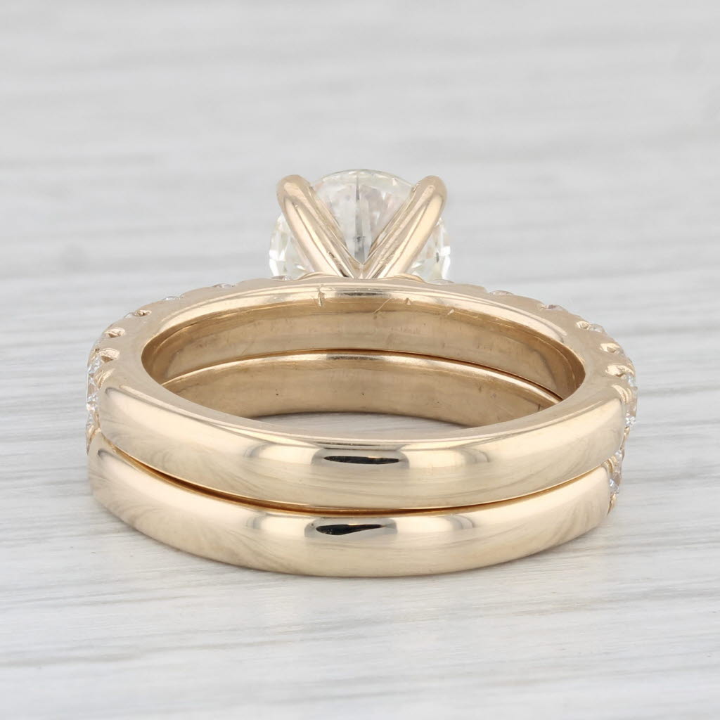 Light Gray New 3.12ctw Diamond Engagement Ring Wedding Band Bridal Set 14k Gold GIA