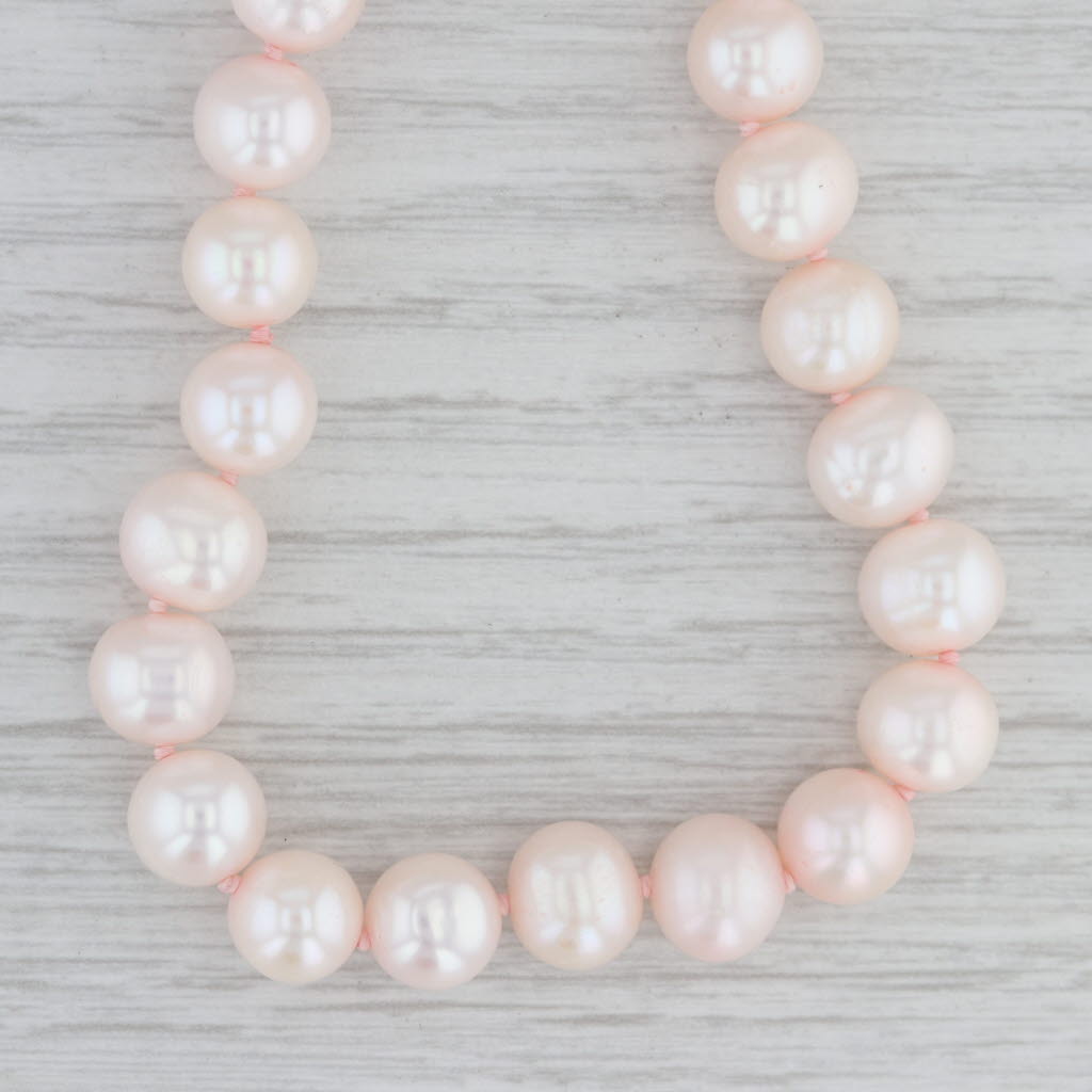 Gray Pink Cultured Pearl Bead Strand Necklace 14k Gold Clasp 18" 8-9mm