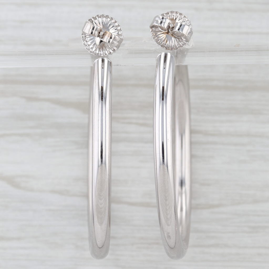 Light Gray Large Circle Hoop Earrings 14k White Gold Statement 48.5 x 4mm