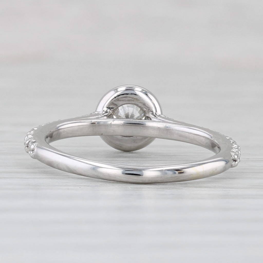 Light Gray 0.70ctw Round Bezel Set Diamond Engagement Ring 14k White Gold Size 4.5