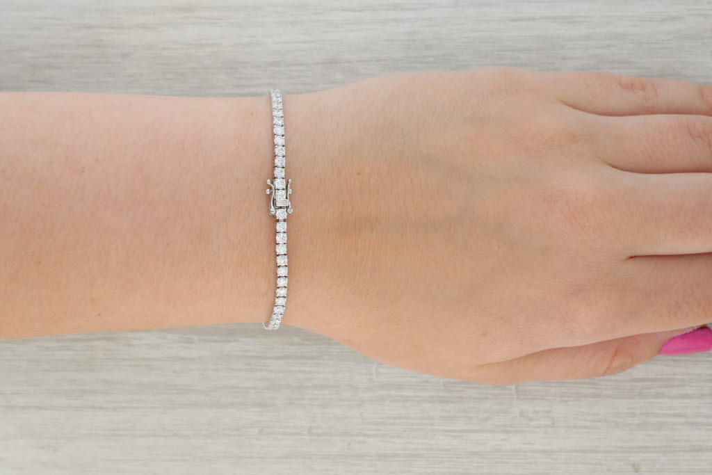 Tan New 5ctw Lab Created Diamond Tennis Bracelet 14k White Gold 6.75" 3mm