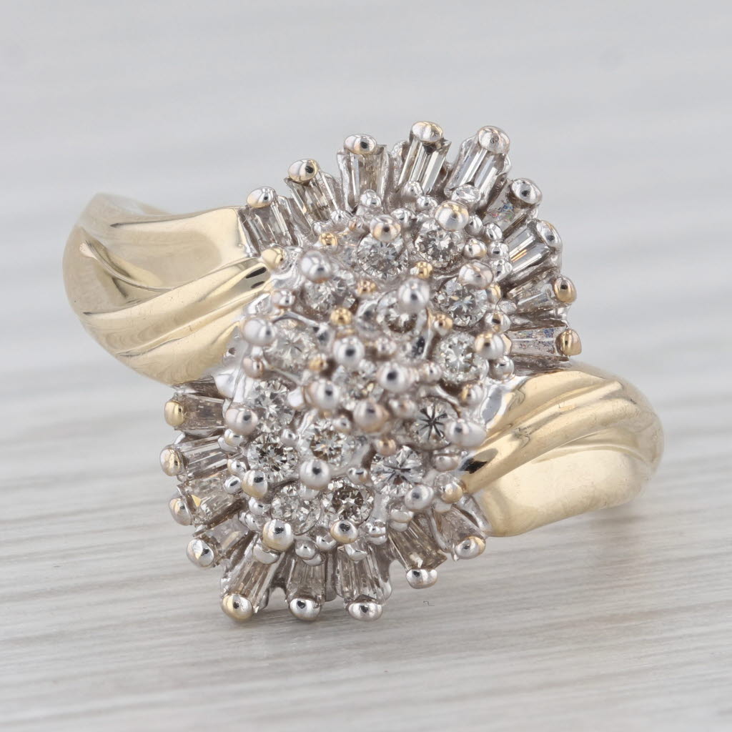 Gray 0.45ctw Diamond Cluster Ring 10k Yellow Gold Size 7