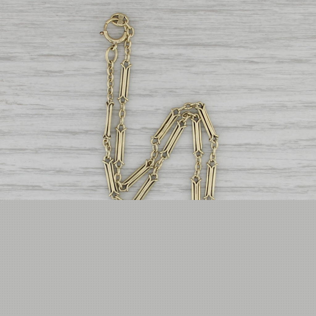 Antique 13" Bar Link Chain Necklace Watch Chain 14k Yellow Gold 4mm