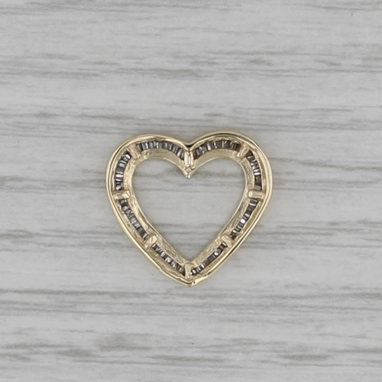 0.25ctw Diamond Open Heart Pendant 10k Yellow Gold Floating Drop