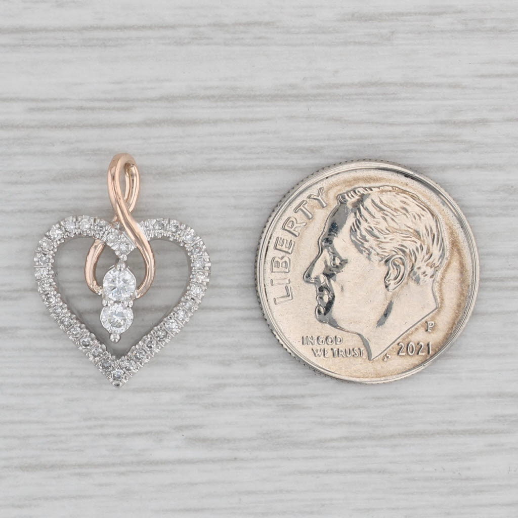 Gray Ever Us 0.20ctw Diamond Heart Pendant 14k White Rose Gold