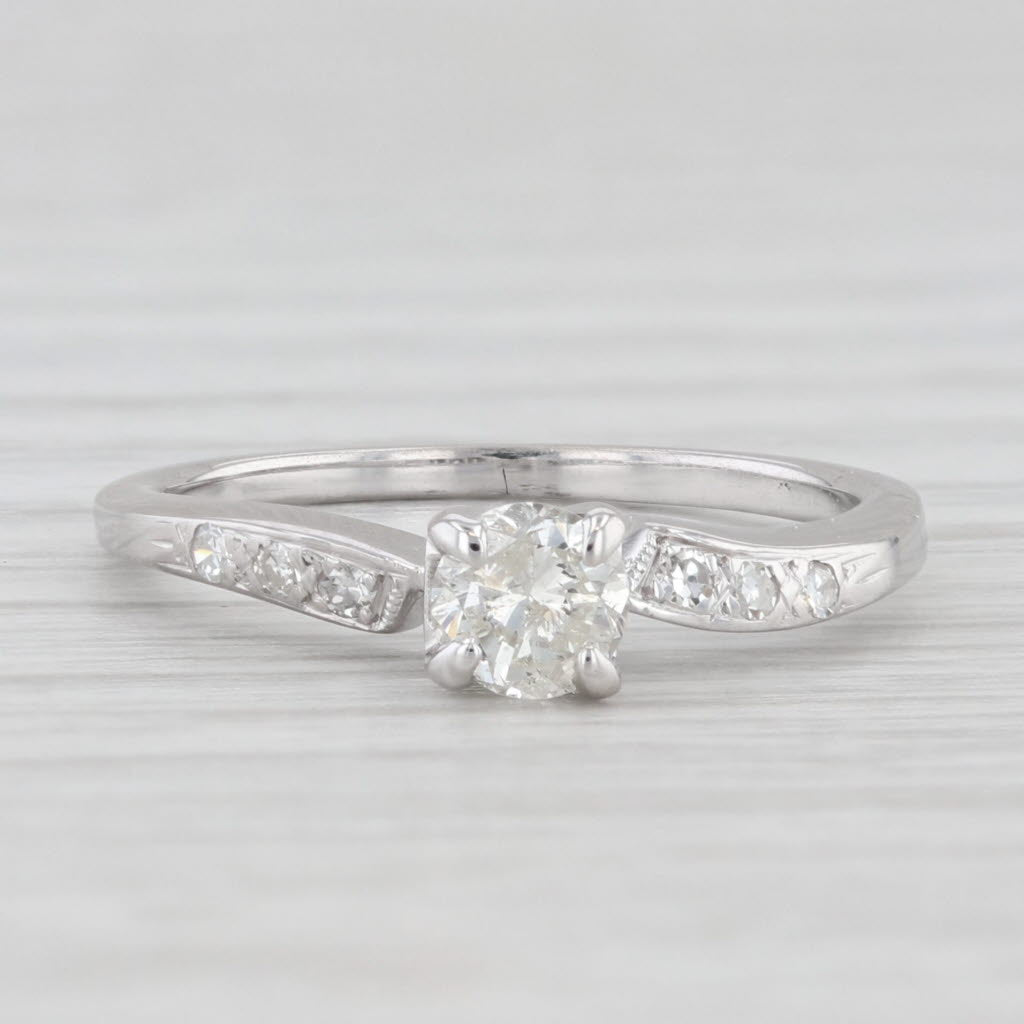 Light Gray 0.33ctw Round Diamond Engagement Ring 14k White Gold Size 5.5