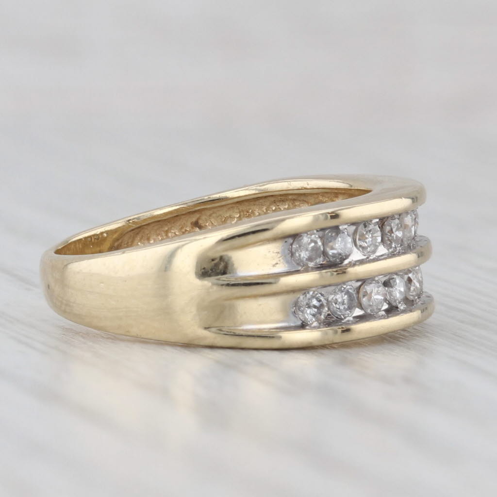 Light Gray 0.44ctw Diamond Double Band Ring 14k Yellow Gold Size 5-5.25 Wedding Stackable
