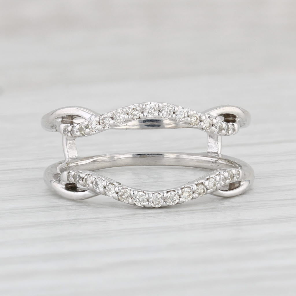 Light Gray Diamond Wedding Band Ring Jacket 14k White Gold Size 5.5 Enhancer Guard Wrap