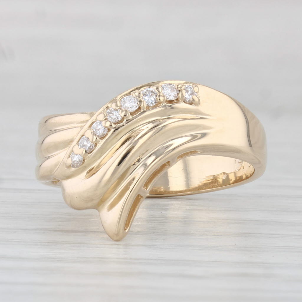Light Gray 0.15ctw Diamond Bypass Ring 14k Yellow Gold Size 6.75