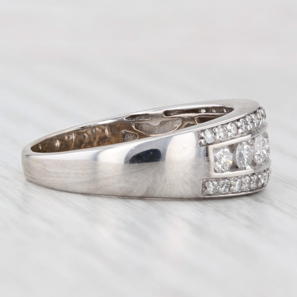 Light Gray 0.90ctw Diamond Anniversary Wedding Band 14k White Gold Size 8.5