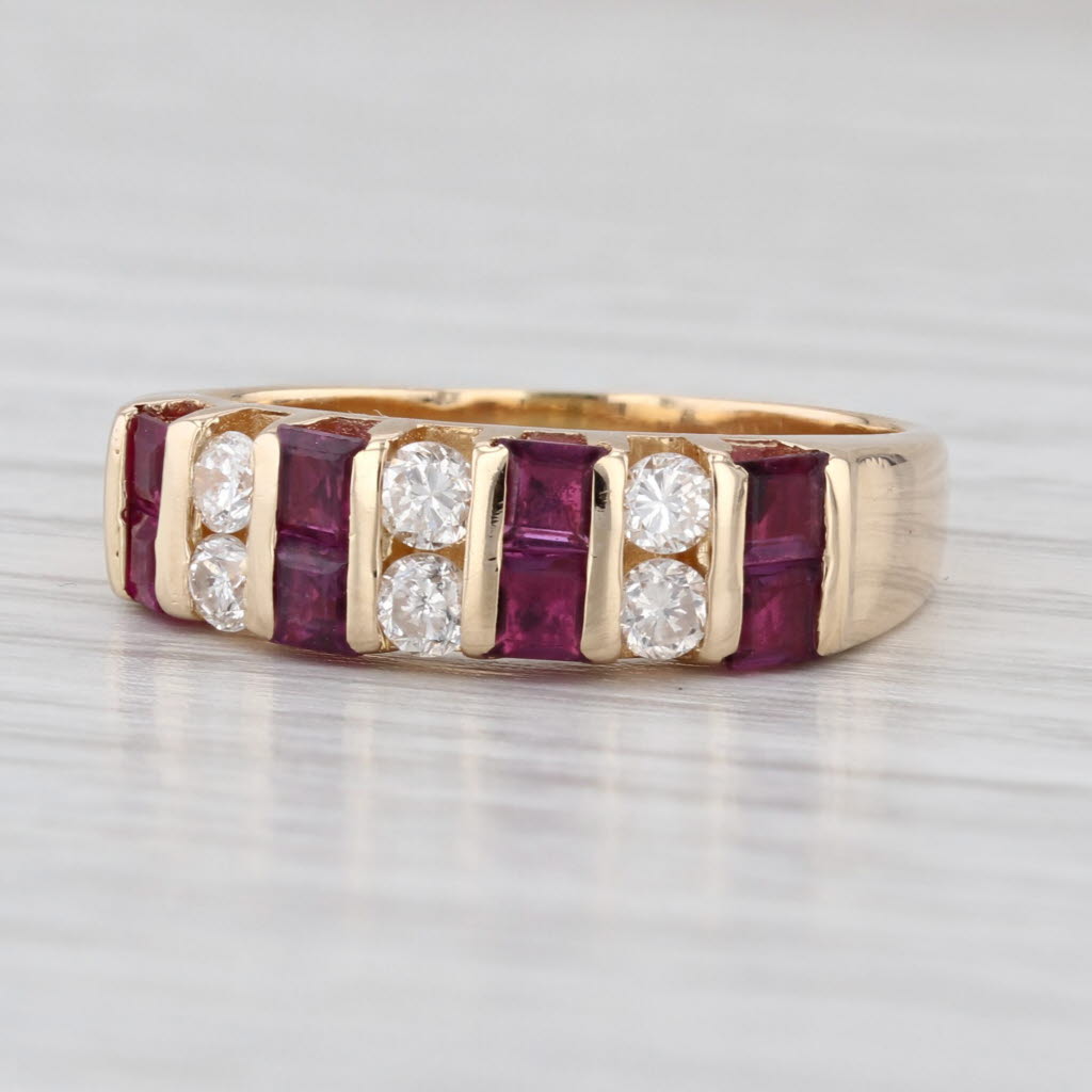 1.30ctw Ruby Diamond Ring 14k Yellow Gold Size 6.75 Stackable Wedding Band