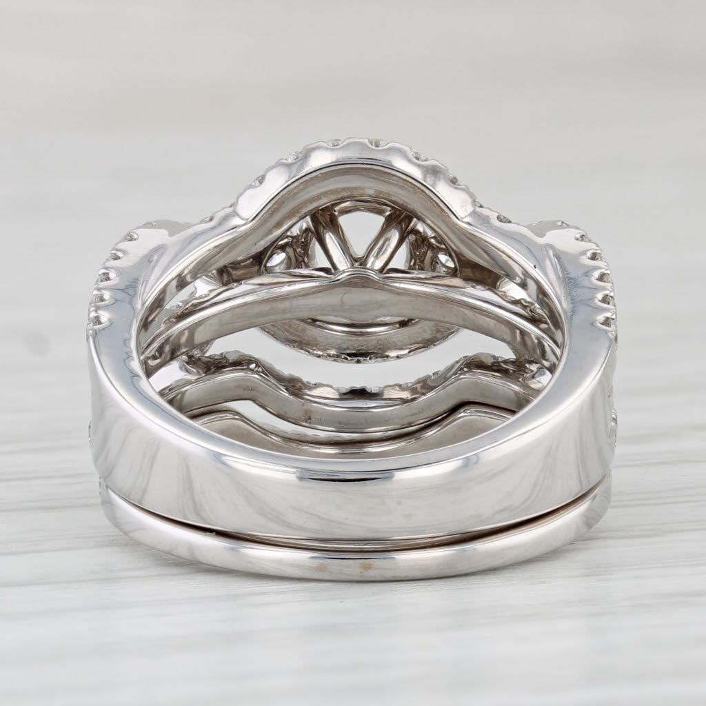 Light Gray 1.70ctw Semi Mount Engagement Ring Wedding Band Bridal Set 14k Gold Size 6.5