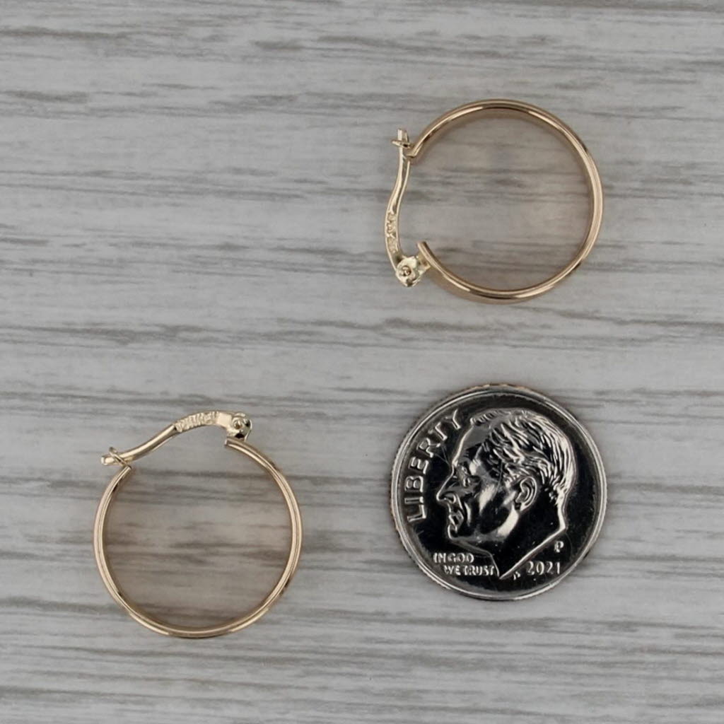 Concave Hoop Earrings 14k Yellow Gold Snap Top Round Hoops