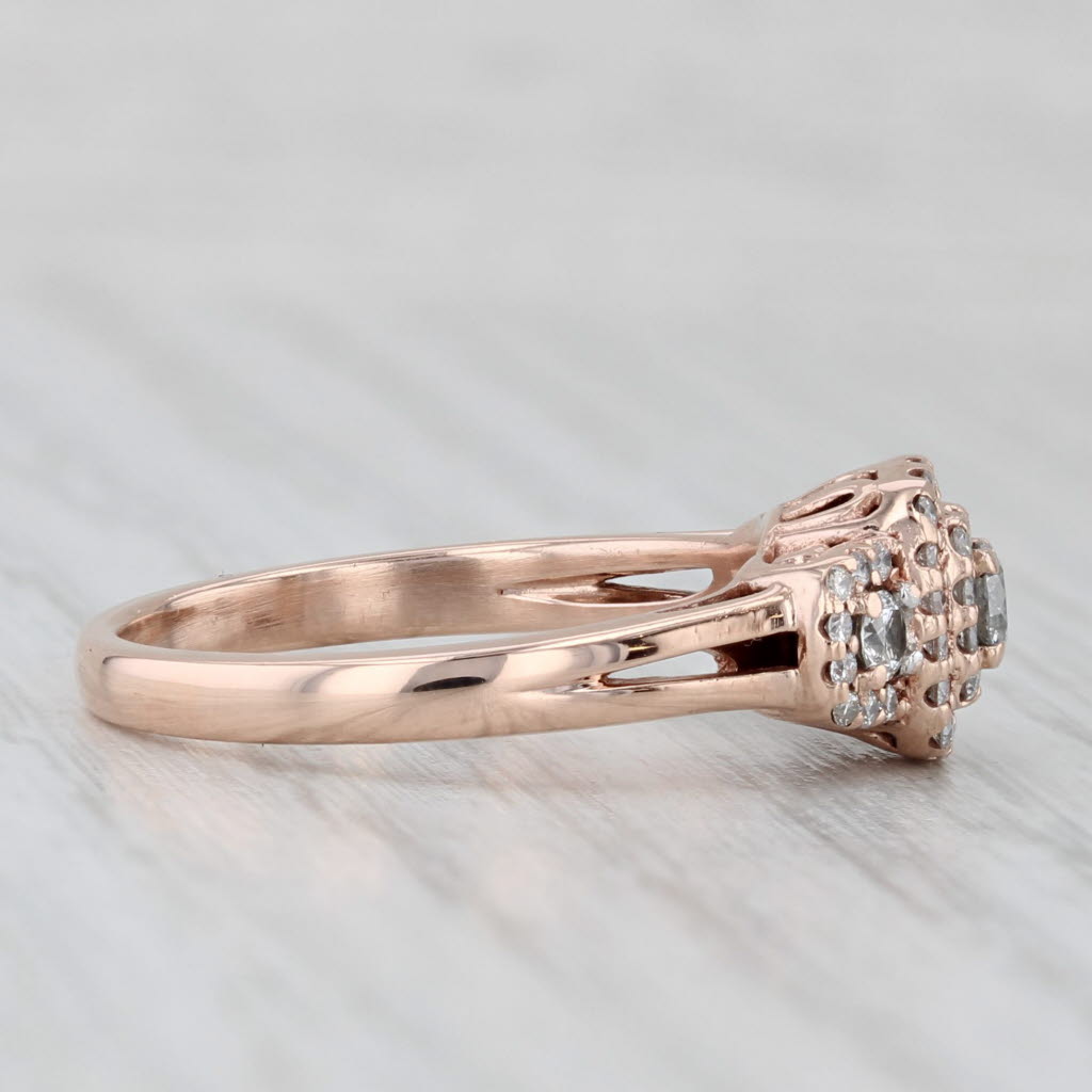 Light Gray 0.50ctw Diamond Halo Engagement Ring 10k Rose Gold Size 7