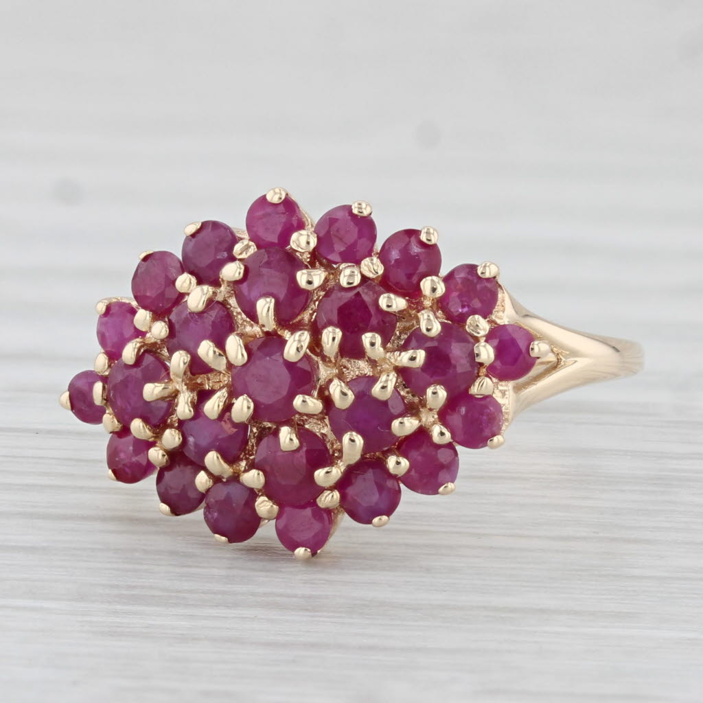 Light Gray 1.75ctw Ruby Cluster Ring 10k Yellow Gold Size 8 Cocktail