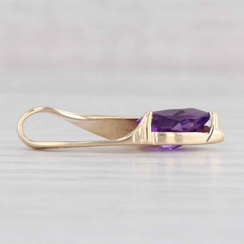 Light Gray 1.70ct Pear Solitaire Amethyst Pendant 14k Yellow Gold Teardrop