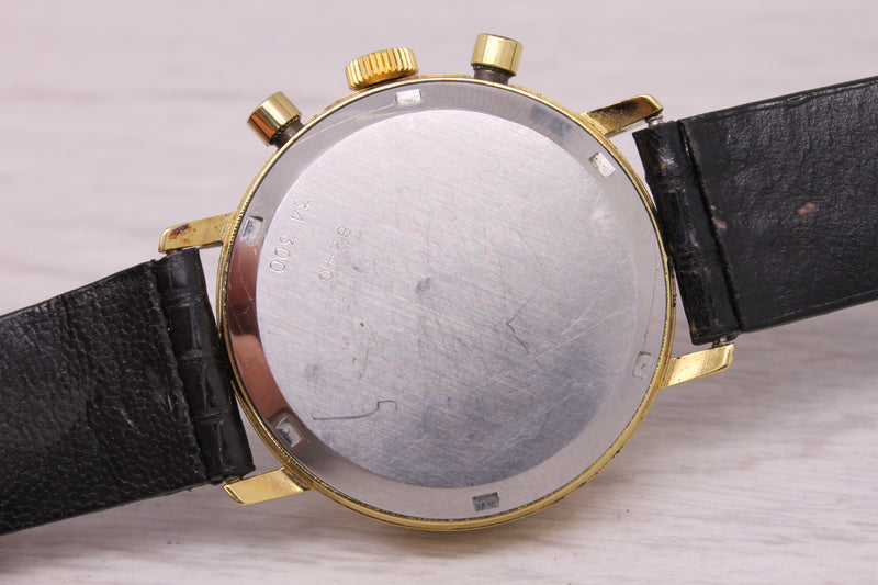 Vintage Aero Watch Neuchatel Mens 37mm Chronograph Moonphase Valjoux 7734