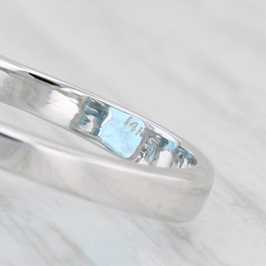 Light Gray 29ct Emerald Cut Blue Topaz Solitaire Ring 14k White Gold Size 7.5 Cocktail