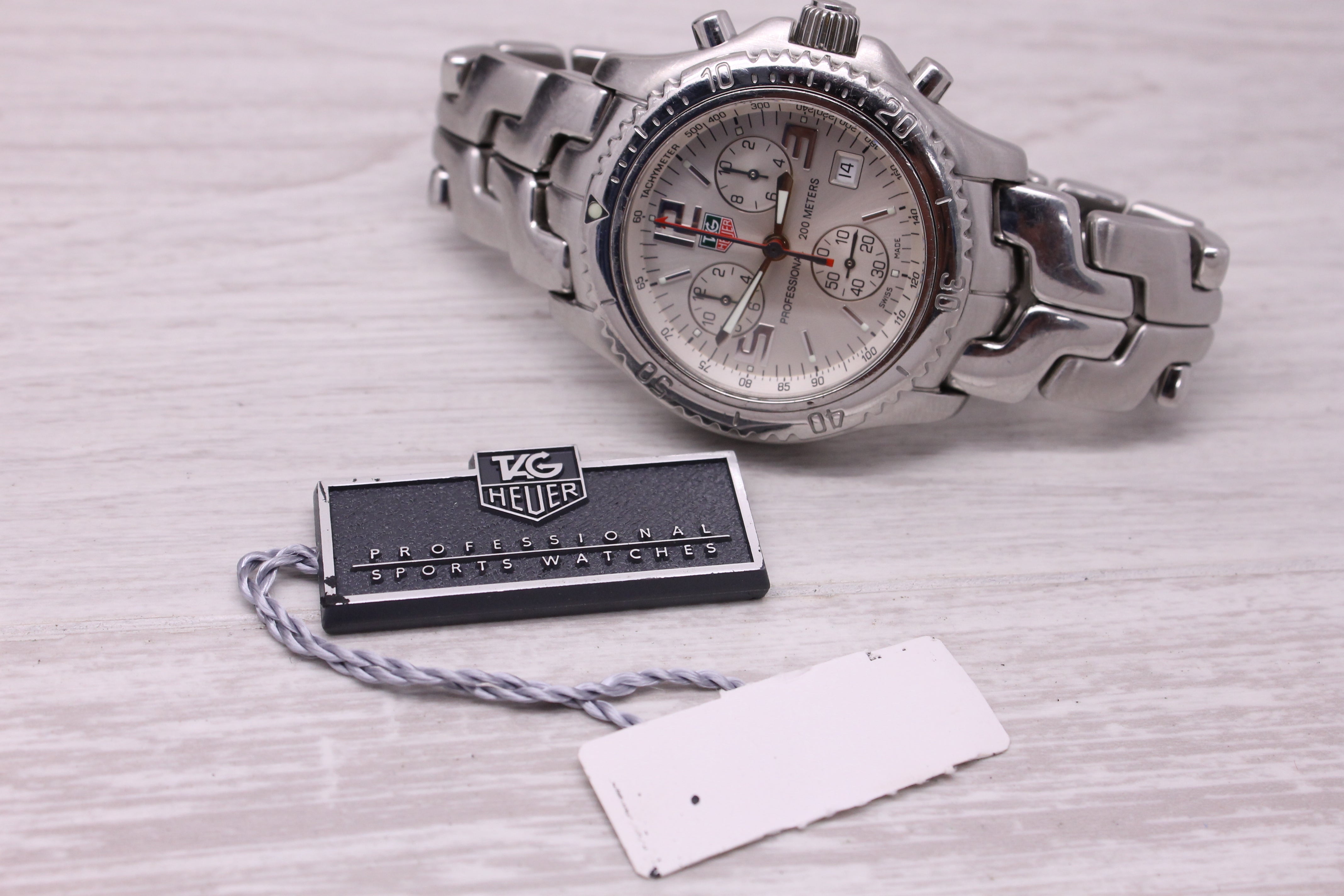 Thistle Tag Heuer CT1112 Mens 41mm Stainless Steel Quartz Chronograph Watch w Box