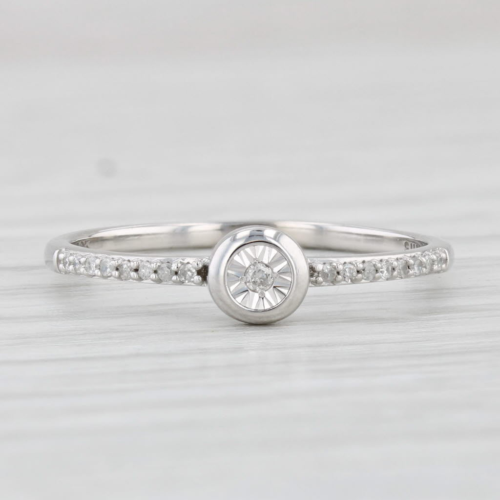 Light Gray Diamond Ring 10k White Gold Size 7 Stackable Engagement Style