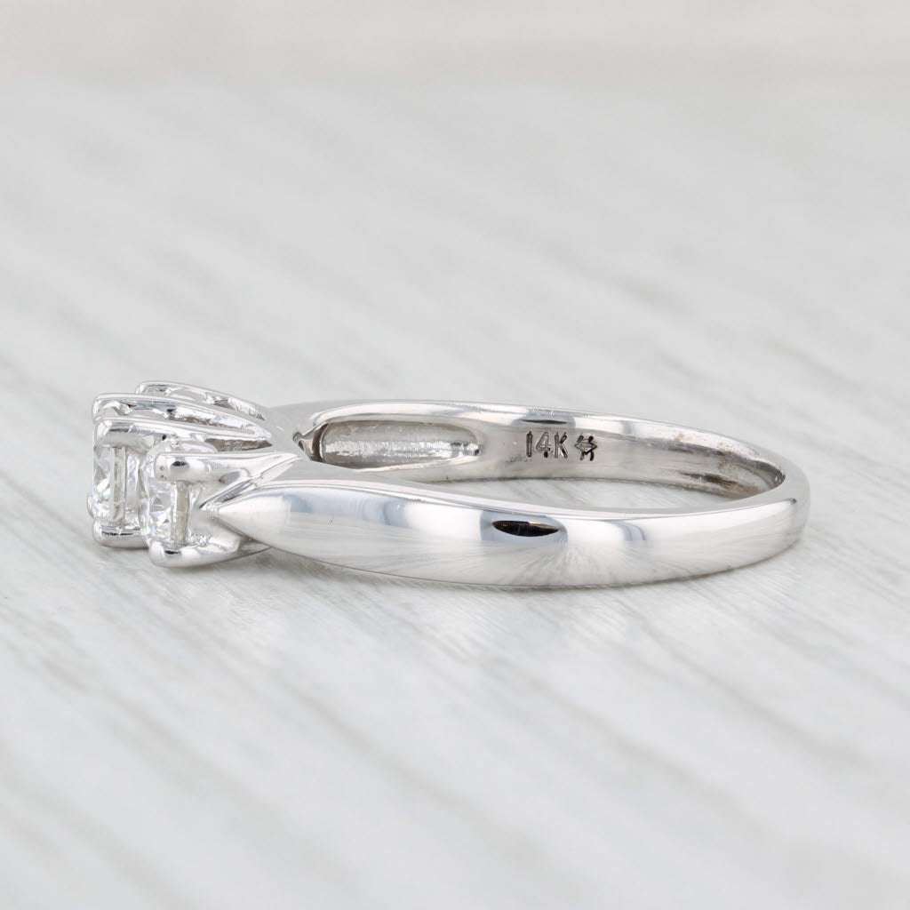 Light Gray 0.87ctw Round 3-Stone Engagement Ring 14k White Gold Size 7