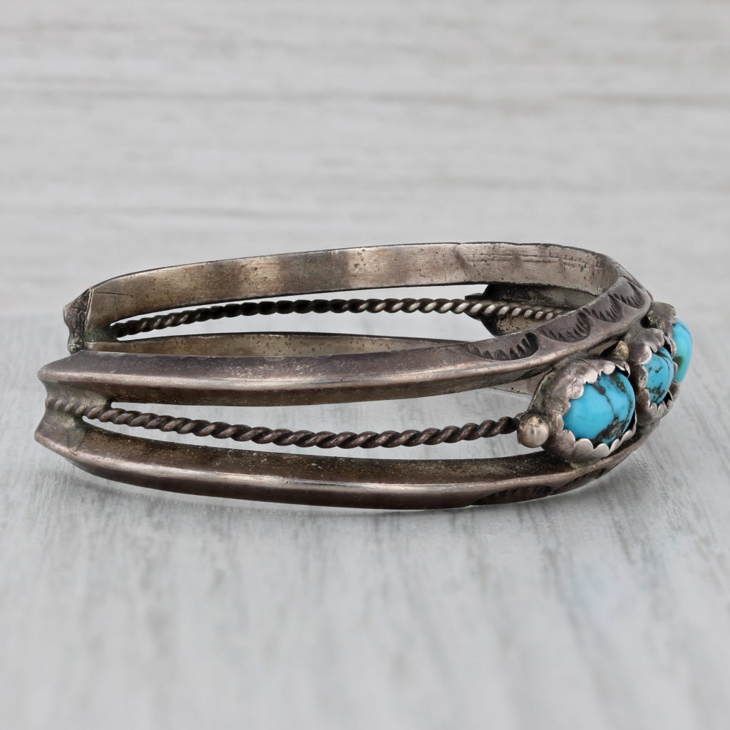 Gray Native American Turquoise Cuff Bracelet Sterling Silver Navajo John Delvin