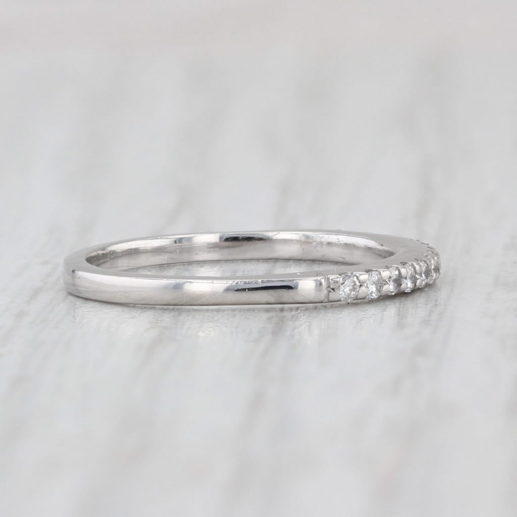 0.15ctw Diamond Wedding Band 14k White Gold Size 4.75 Stackable Ring