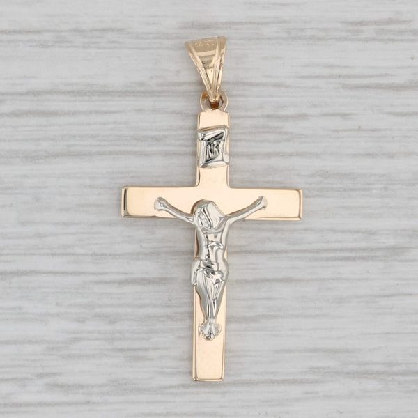 Crucifix Cross Pendant 14k Yellow White Gold Figural Religious Jewelry
