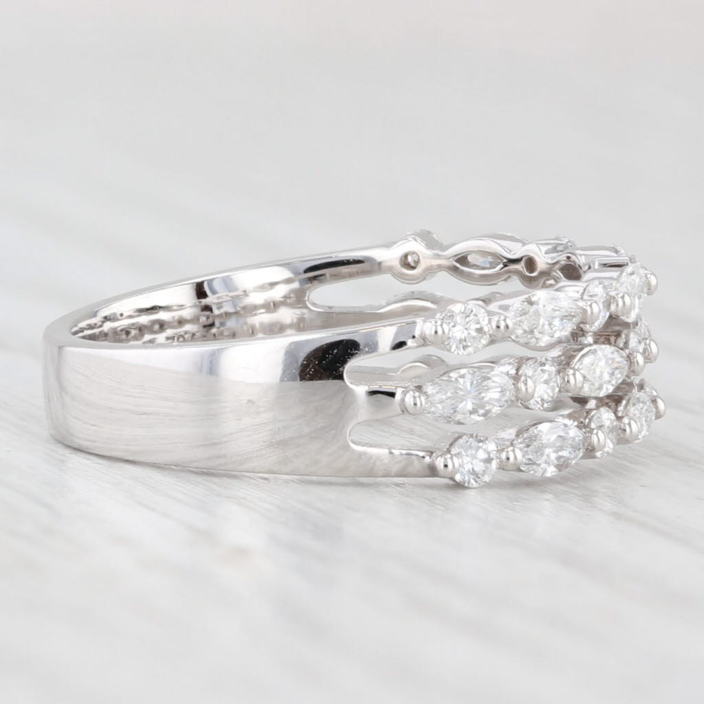 Light Gray New 0.78ctw Diamond 3-Band Ring 14k White Gold Size 6.25-6.5 Stackable Band