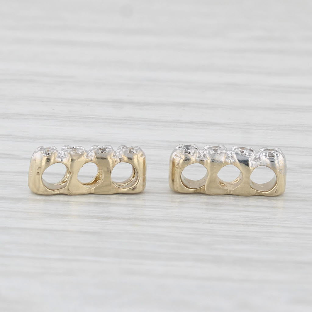 Light Gray Diamond Slide Bracelet Spacer Charms 14k Yellow Gold Set of 2 DMS