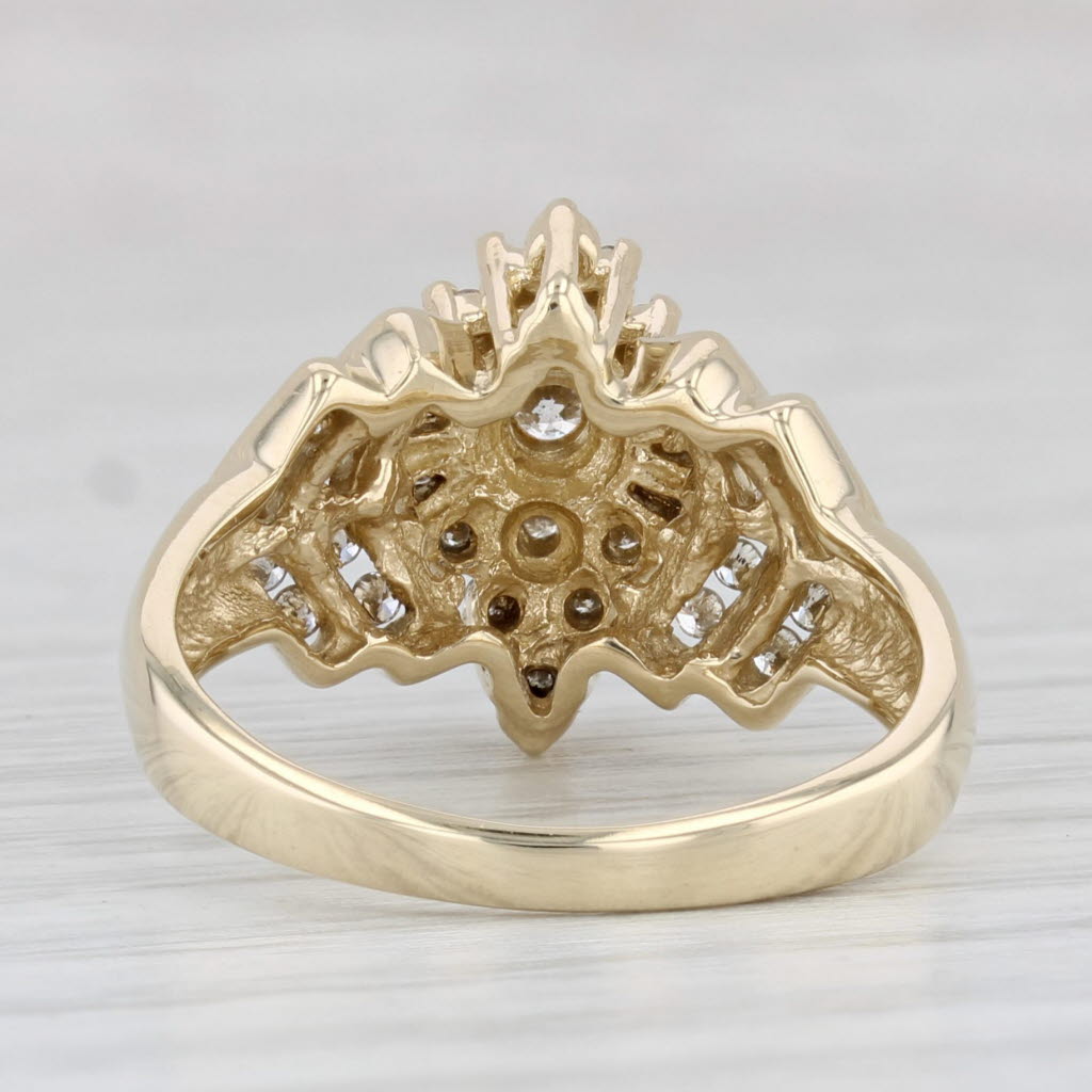 Light Gray 0.36ctw Diamond Cluster Ring 14k Yellow Gold Size 7.25 Engagement