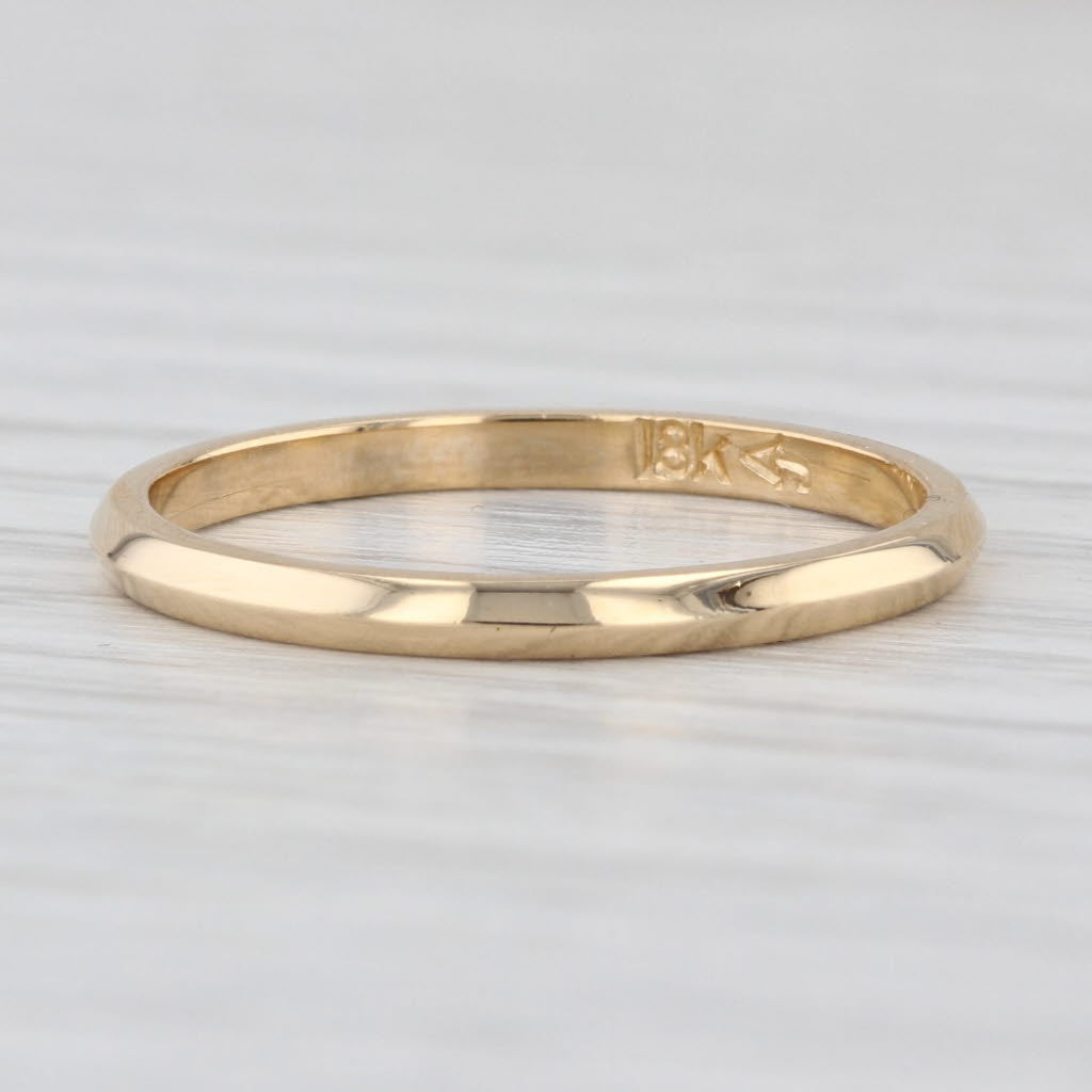 Vintage 18k Yellow Gold Classic Beveled Wedding Band Size 7 Ring 1.8mm