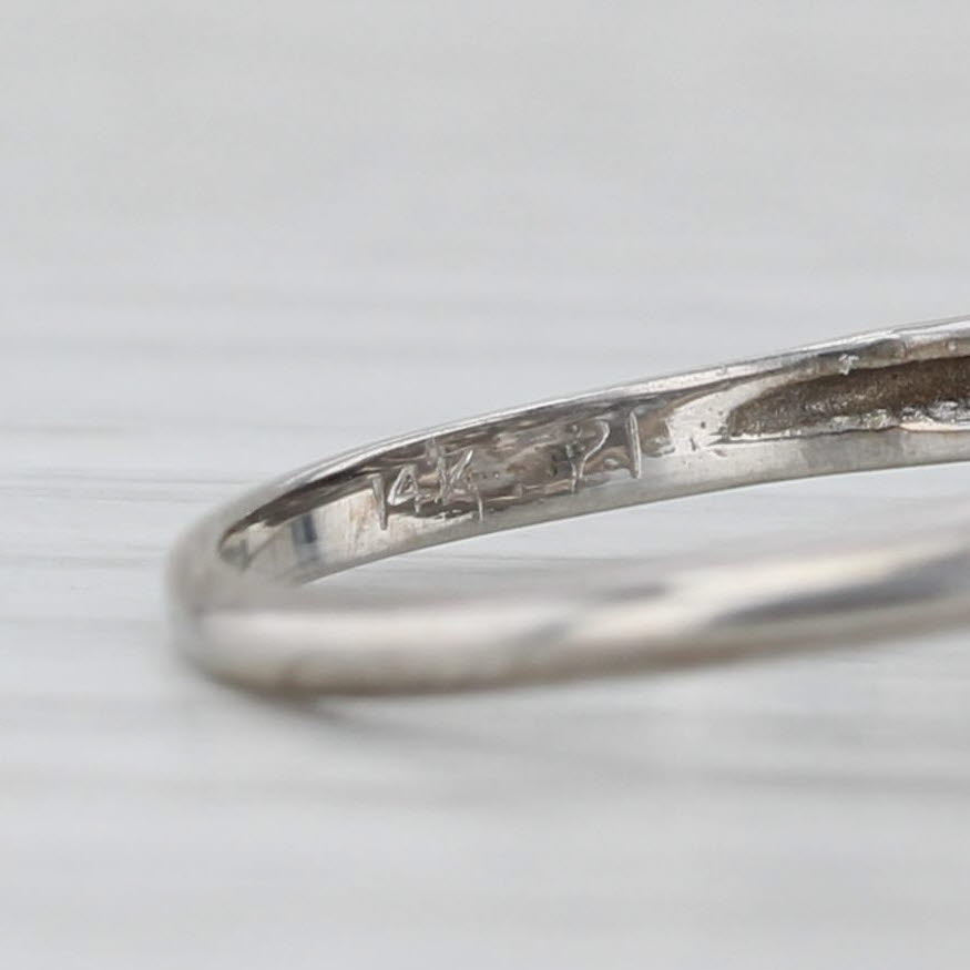 Light Gray Vintage Diamond Princess Ring 14k White Gold Size 3.5