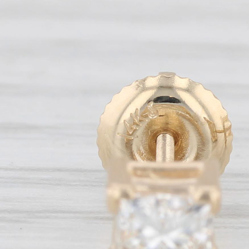 Light Gray 0.90ctw Diamond Princess Stud Earrings 14k Yellow Gold Solitaire Studs
