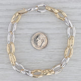 2-Toned Cable Chain Bracelet 14k Yellow White Gold 7.75" 10mm