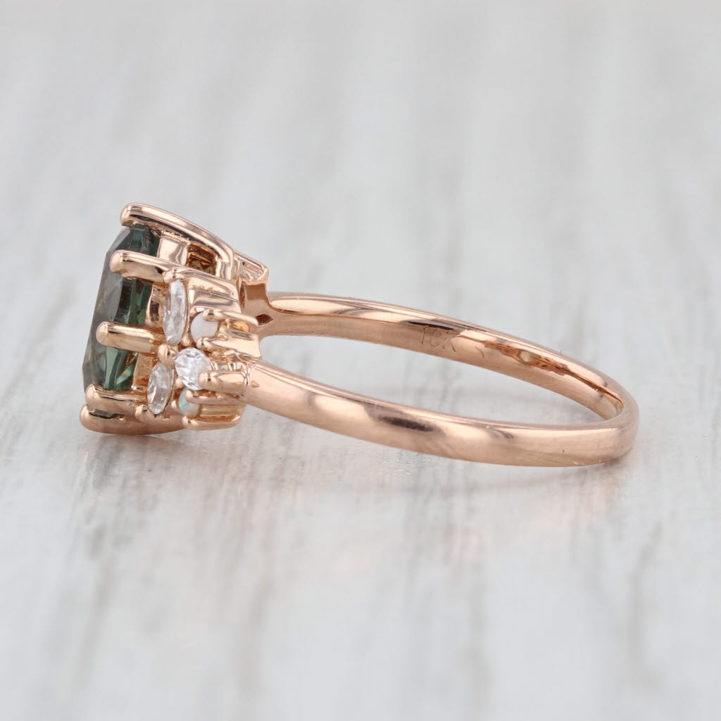 1.43ctw Lab Created Green Spinel Moissanite Opal Ring 18k Rose Gold Size 5.75