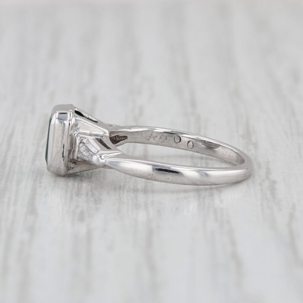 0.57ctw Emerald Diamond Ring 14k White Gold Size 3.5 Engagement