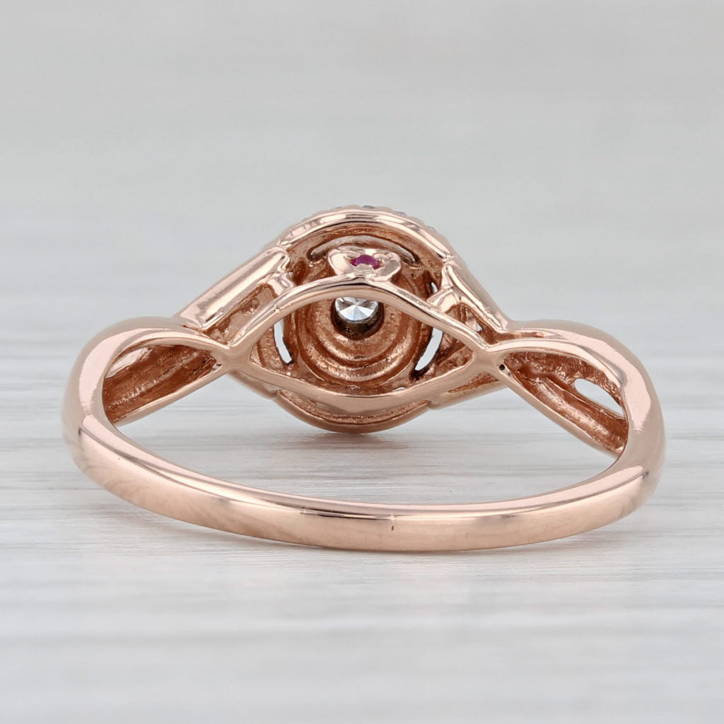 Light Gray 0.17ctw Diamond Halo Engagement Ring 10k Rose Gold Size 8.5