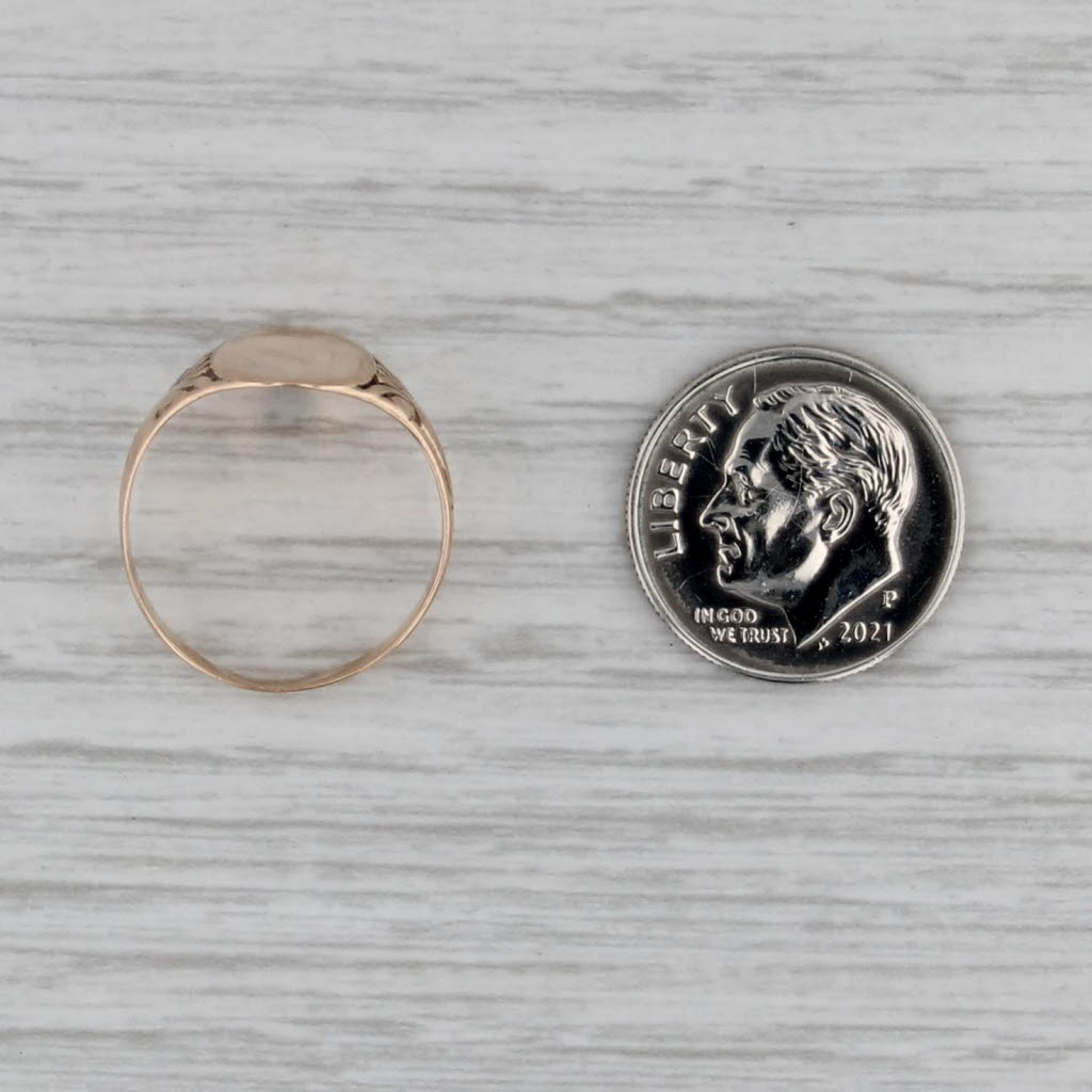 Vintage Engravable Signet Ring 10k Yellow Gold Size 6.25