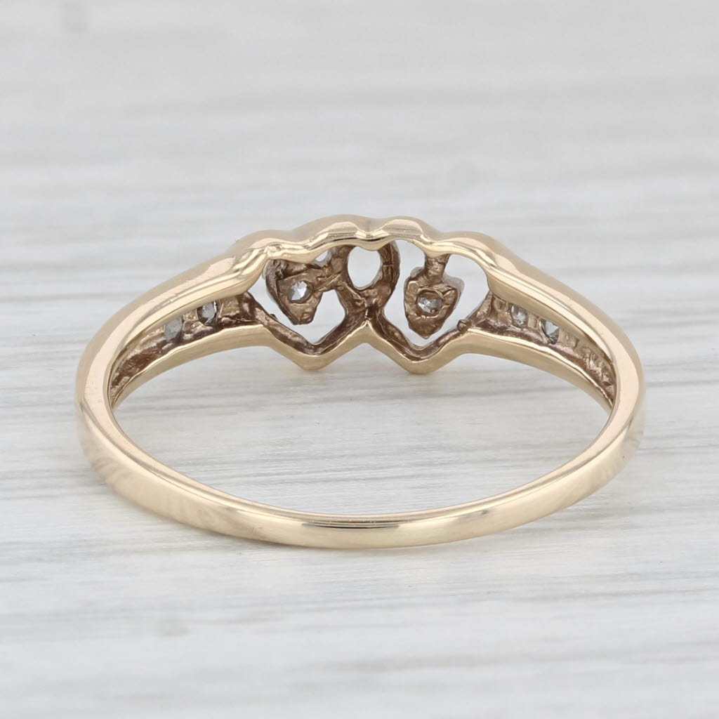 Light Gray Diamond Interlocking Hearts Ring 10k Yellow Gold Size 5 Anniversary Promise