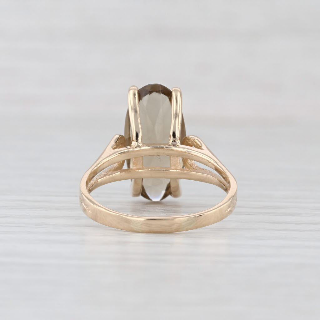 4.12ct Oval Smoky Quartz Solitaire Ring 14k Yellow Gold Size 7.25