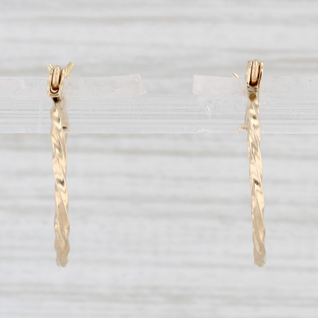 Light Gray Twist Hoop Earrings 14k Yellow Gold Snap Top Round Hoops
