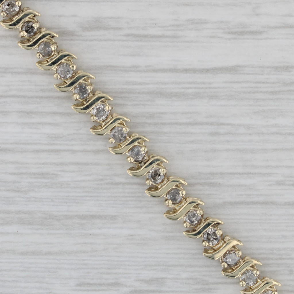 Gray 1.30ctw Diamond Tennis Bracelet 10k Yellow Gold 6.5" 5mm