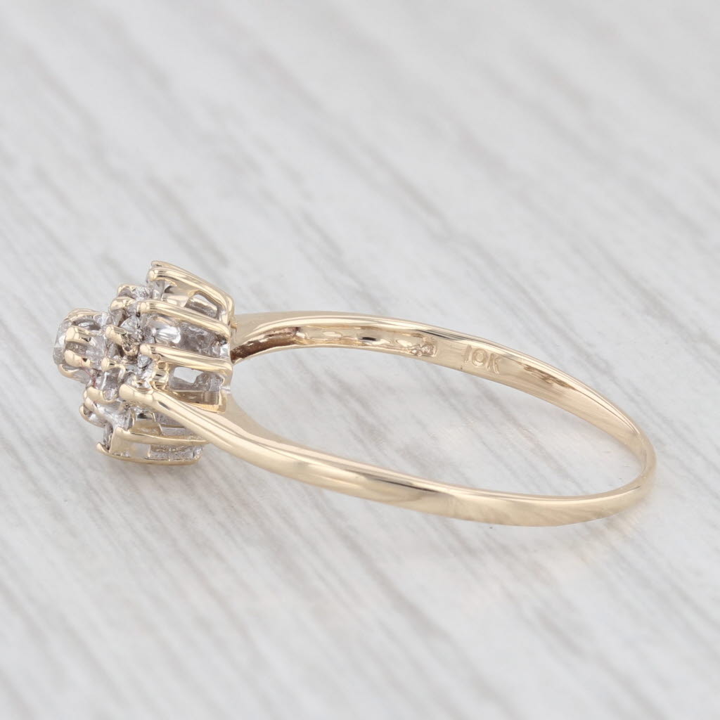 Light Gray 0.18ctw Round Diamond Cluster Engagement Ring 10k Yellow Gold Size 8.25